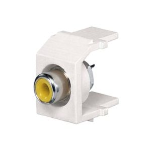 conector rca keystone, con rca para soldar color amarillo, módulo marfil