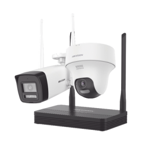 kit ip inalámbrico 4 megapixel / nvs 4 canales / 1 cámara bala exterior + 1 cámara turret interior con lente 2.8 mm y dual light / audio bidireccional (micrófono y bocina) / soporta micro sd de 512 gb