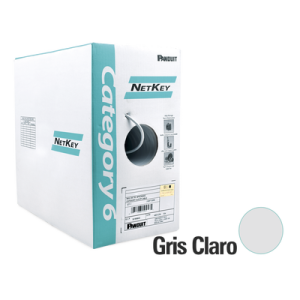 bobina de cable utp de 305 m. de cobre, netkey, gris claro, categoría 6 (24 awg), 1000mbps, riser (cmr), de 4 pares