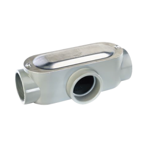 caja oval roscada tipo t de 1 1/2" (38.1 mm) incluye tapa y tornillos.