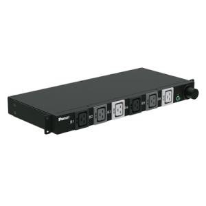 pdu básico para distribución de energía, plug de entrada trifásico cs8365c, con 6 contactos c19, instalación horizontal de 19in, 1ur, 50 amp, 208 vca