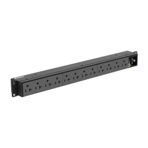 pdu básico para distribución de energía, enchufe de entrada nema 5 20p, con 12 contactos nema 5 20r, instalación horizontal de 19in, 1ur, 20 amp, 120 vca