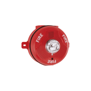 sirena con lámpara estroboscópica para exterior, montaje en techo, nivel de candelas seleccionable, color rojo