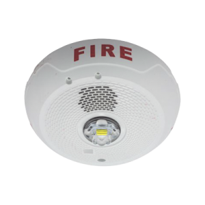 sirena con lámpara led estroboscópica, montaje en techo, nivel de candelas seleccionable, color blanco , nuevo diseño moderno y elegante y menor consumo de corriente