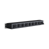 pdu básico para distribución de energía, con 8 tomas nema 5 15r traseras y 2 tomas 5 15r frontales, 1ur, 15 amp, 120 vca