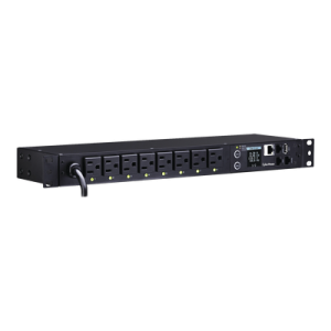 pdu switchable por toma, para distribución de energía, entrada 120 vca nema 5 15p, con 8 salidas nema 5 15r, horizontal 19in, 1ur