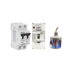 kit de centro de carga para corriente directa, breaker de hasta 800 vcc de 32 a con supresor de descargas atmosféricas.