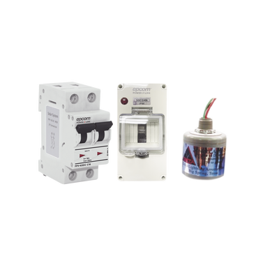 kit de centro de carga para corriente directa, breaker de hasta 800 vcc de 63 a con supresor de descargas atmosféricas. kit de centro de carga para corriente directa, breaker de hasta 800 vcc de 63 a con supresor de descargas atmosféricas.