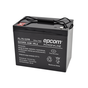 batería 12 vcc / 75 ah / ul / tecnología agm vrla / retardante a la flama/ uso en: aplicaciones fotovoltaicas / terminales tipo m6 / cargador recomendado chr 250.