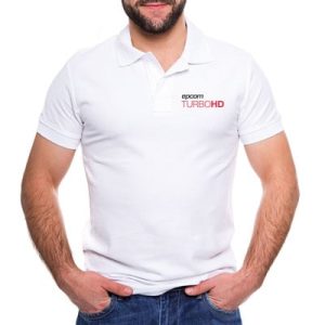 playera tipo polo color blanco epcom turbohd