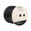 bobina de cable ftp con mensajero de acero de 305 m cat6+ calibre 23, color negro, para aplicaciones en video vigilancia y redes de datos / uso en intemperie y aplicaciones aéreas