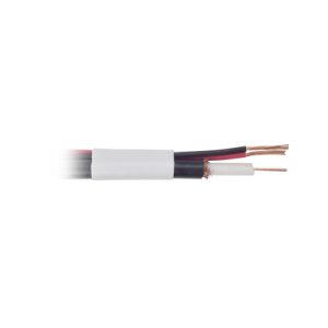 bobina de cable coaxial rg59 de 150 m con 95% de cobre y 2 conductores calibre 18 para alimentación, para aplicaciones de cctv color blanco