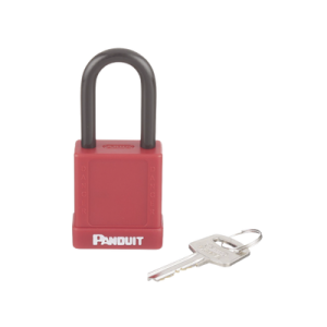 candado de bloqueo loto de seguridad dieléctrico, con llave Única, diámetro de 6.5 mm, color rojo
