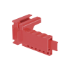 dispositivo de bloqueo loto para válvulas de bola, para diámetros de tubería de 1/4" a 1" y longitud de mango hasta 7.5", color rojo
