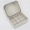 caja derivación conexión de plástico (190 x 240 x 165 mm) con 12 glándulas de goma. para instalaciones comerciales, residenciales e industriales. incluye tornillería para su tapa. funciona también como registro.