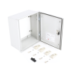 gabinete de poliéster ip65 uso en intemperie (250 x 300 x 140 mm) con placa trasera interior de plástico (incluye chapa y llave).