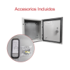 gabinete de acero ip66 uso en intemperie (250 x 300 x 150 mm) con placa trasera interior metálica y compuerta inferior atornillable (incluye chapa y llave t).