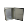 gabinete de acero ip66 uso en intemperie (300 x 400 x 200 mm) con placa trasera interior de metal y compuerta inferior atornillable (incluye chapa y llave t).