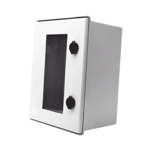 gabinete de poliéster ip65 puerta transparente, uso en intemperie (300 x 400 x 200 mm) con placa trasera interior de plástico (incluye chapa y llave).