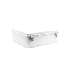 gabinete de plástico abs, uso en intemperie ip66 (350 x 460 x 160 mm) cierre por broche inoxidable y permite cerrado con candado y llave (perno 5mm) no incluido