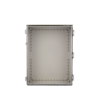 gabinete plástico abs, puerta transparente, uso en intemperie (350 x 460 x 160 mm) cierre por broches inoxidables y permite cerrado con candado y llave (perno 5mm) no incluido