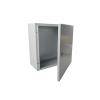 gabinete de acero ip66 uso en intemperie (400 x 400 x 200 mm) con placa trasera interior de metal y compuerta inferior atornillable (incluye chapa y llave t).