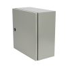 gabinete de acero ip66 uso en intemperie (400 x 400 x 200 mm) con placa trasera interior de metal y compuerta inferior atornillable (incluye chapa y llave pst407)