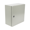 gabinete de acero ip66 uso en intemperie (400 x 400 x 200 mm) con placa trasera interior de metal y compuerta inferior atornillable (incluye chapa y llave pst407)