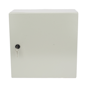 gabinete de acero ip66 uso en intemperie (400 x 400 x 200 mm) con placa trasera interior de metal y compuerta inferior atornillable (incluye chapa y llave pst407)