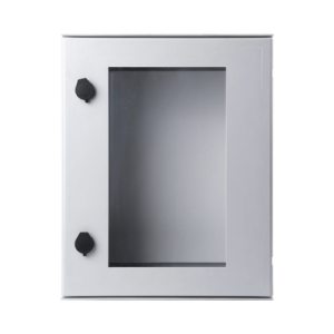 gabinete de poliéster ip65 puerta transparente, uso en intemperie (400 x 500 x 200 mm) con placa trasera interior de plástico (incluye chapa y llave).