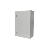 gabinete de acero ip66 uso en intemperie (400 x 600 x 200 mm) con placa trasera interior metálica y compuerta inferior atornillable (incluye chapa y llave).