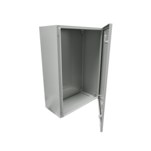 gabinete de acero ip66 uso en intemperie (400 x 600 x 200 mm) con placa trasera interior metálica y compuerta inferior atornillable (incluye chapa y llave).