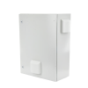gabinete ventilado de acero ip55 uso en exterior (400 x 600 x 250 mm) con placa trasera interior metálica y compuerta inferior atornillable. incluye ventilador, ventilas, filtros, chapas y llave t.