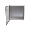 gabinete de acero ip66 uso en intemperie (600 x 600 x 300 mm) con placa trasera interior metálica y compuerta inferior atornillable (incluye chapa y llave t).