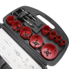 juego de 13 brocas sierra bimetálica con adaptadores y estuche. (3/4", 7/8", 1 1/8", 1 3/8", 1 1/2", 1 3/4", 2", 2 1/4", 2 1/2")