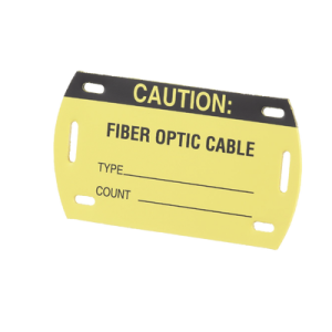 kit de 5 etiquetas autolaminadas para fibra Óptica, para uso interior/exterior, dimensiones de 90.42 x 52.32 mm, color negro con amarillo