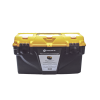 caja porta herramientas 17", 44x26x23 cm bicolor con compartimientos para tornillos.