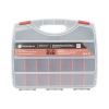 caja organizadora con 21 divisiones fabricada en plástico de alta resistencia de 38x31x7 cm.