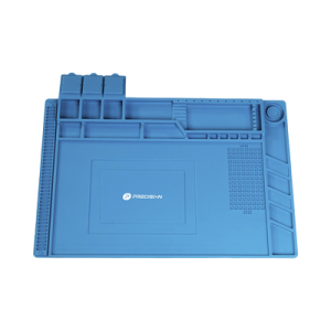 tapete de silicona de 45 x 30 cm, resistente al calor con áreas magnéticas y de almacenamiento de componentes, ideal para la reparación de equipos y tarjetas electrónicas.