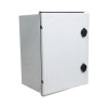 kit de gabinete de poliéster (300 x 400 x 200 mm) + controlador de carga con switch poe (5) + batería de 12v 7ah