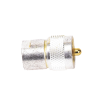 adaptador unidapt hembra a uhf macho (pl 259). plata / oro / teflón.