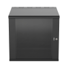 gabinete panzone de montaje en pared, de 19in, puerta con ventana de seguridad, 12 ur, 635mm de profundidad, color negro