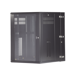 gabinete panzone de montaje en pared, de 19in, puerta con ventana de seguridad, 18 ur, 762mm de profundidad, color negro