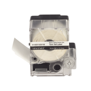 casete de 100 etiquetas autolaminadas turn tell, con rotación para mejor visibilidad, para cables de redes de cobre o fibra Óptica, de 5.5 a 7.1 mm de diámetro