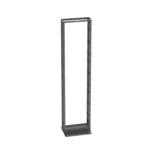 rack de dos postes estándar de 19 in, rieles numerados y roscados #12 24, 6 in de profundidad, fabricado en acero, 45 unidades de rack, color negro