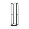rack de cuatro postes estándar de 19", rieles numerados y roscados #12 24, profundidad máxima de 30 in, 45 unidades de rack, color negro