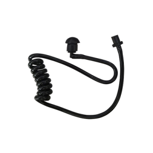 tubo acústico con conector giratorio, codo y auricular en color negro p/microf.