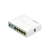 (hex poe lite) routerboard, 5 puertos fast ethernet, 4 con poe pasivo, 1 puerto usb