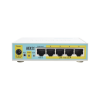 (hex poe lite) routerboard, 5 puertos fast ethernet, 4 con poe pasivo, 1 puerto usb