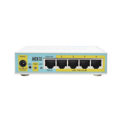 (hex poe lite) routerboard, 5 puertos fast ethernet, 4 con poe pasivo, 1 puerto usb (hex poe lite) routerboard, 5 puertos fast ethernet, 4 con poe pasivo, 1 puerto usb